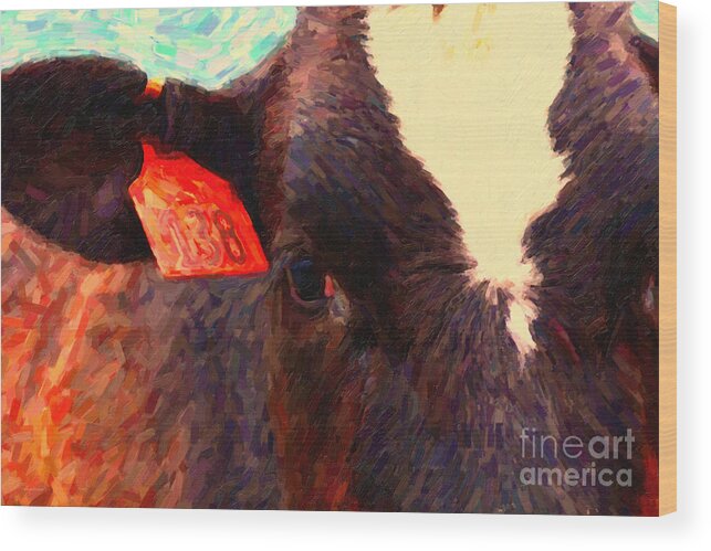 Wildlife Wood Print featuring the photograph Cow 138 Reinterpreted by Wingsdomain Art and Photography