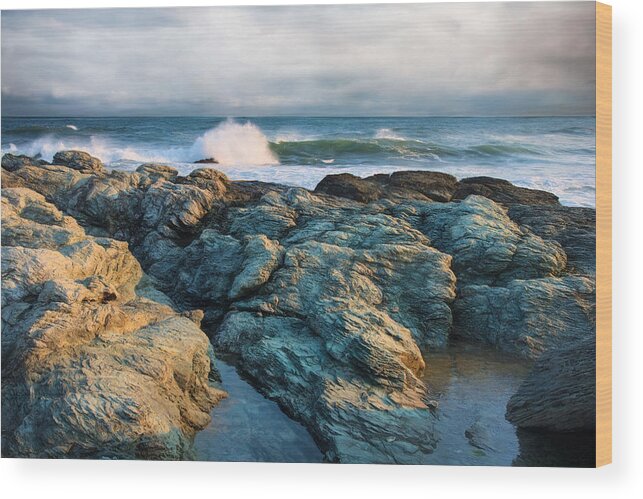 Rocks Wood Print featuring the photograph Craggy Coast by Robin-Lee Vieira