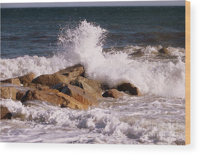 Seascape Wood Print featuring the photograph Crashing Surf by Eunice Miller