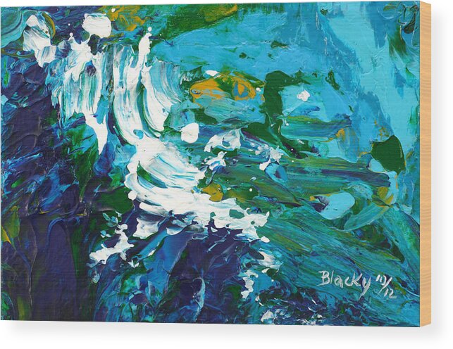 Bold Abstract Wood Print featuring the painting Crashing Wave by Donna Blackhall