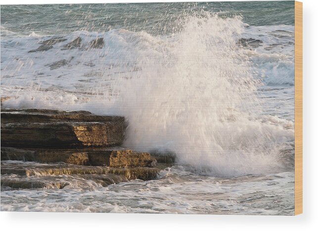 Wave Wood Print featuring the photograph Crashing waves by Michalakis Ppalis