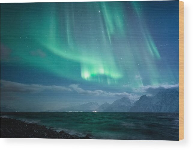 Aurora Borealis Wood Print featuring the photograph Crashing Waves by Tor-Ivar Naess