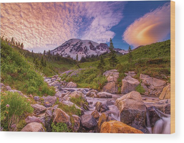 Mount Rainier Wood Print featuring the photograph Crazy Clouds by Judi Kubes