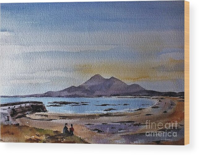 Croagh Patrick Wood Print featuring the painting F801 Croagh Patrick from Old Head, Mayo by Val Byrne