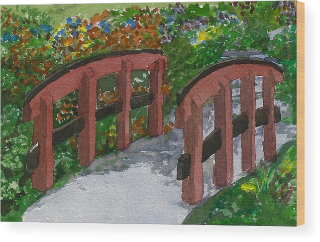 Bridge Wood Print featuring the painting Crossing Over by Lynn Babineau