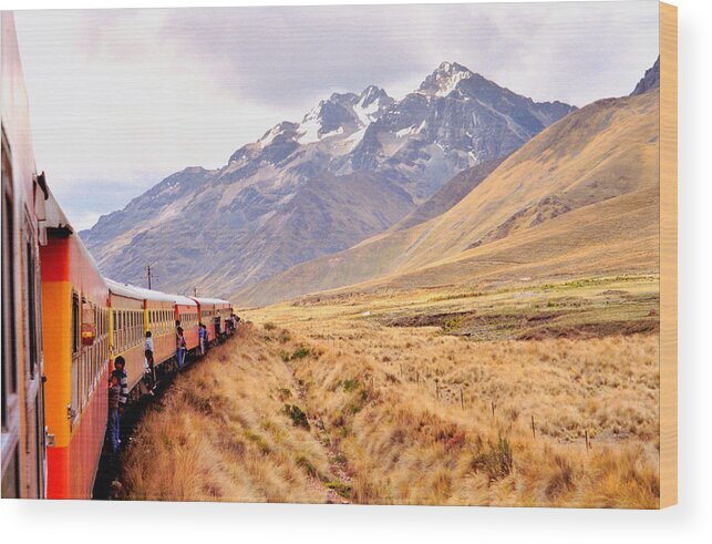 Andes Wood Print featuring the photograph Crossing the Andes by Nigel Fletcher-Jones