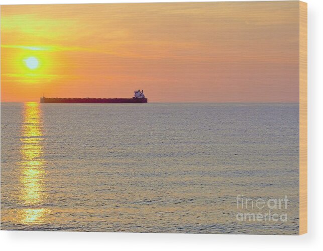 Freighter Wood Print featuring the photograph Crossing the line by Merle Grenz