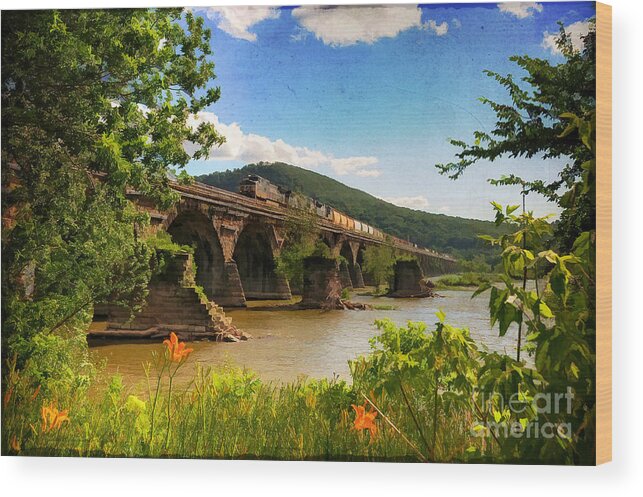 Landscape Wood Print featuring the photograph Crossing the Susquehanna by Lois Bryan