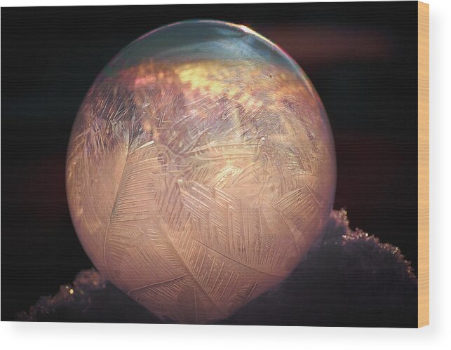 Crystallizing Bubble Wood Print featuring the photograph Crystallizing Bubble2 by Loni Collins