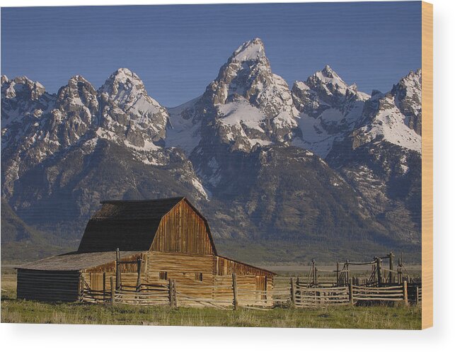 00210002 Wood Print featuring the photograph Cunningham Cabin and Tetons by Pete Oxford