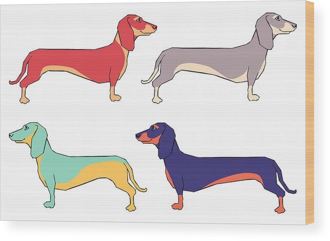Dachshunds Wood Print featuring the digital art Dachshunds by Kelly King