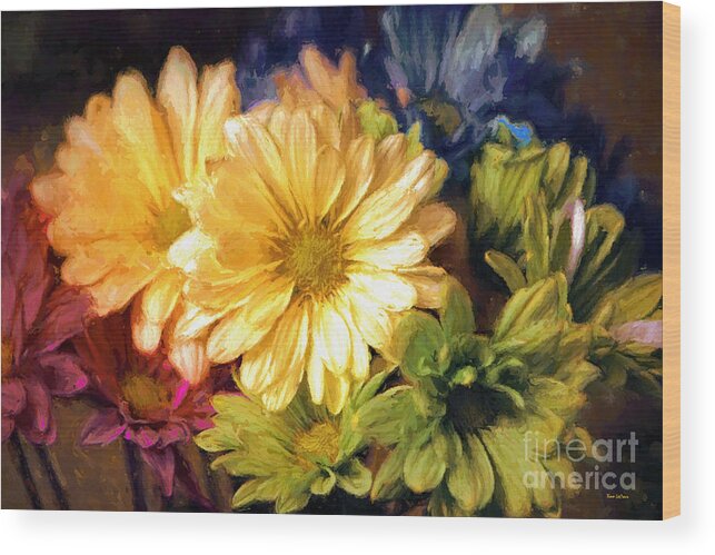 Daisy Flowers Wood Print featuring the mixed media Daisy Flower Print by Tina LeCour