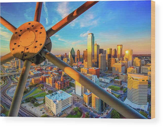America Wood Print featuring the photograph Dallas Texas Skyline at Sunset by Gregory Ballos