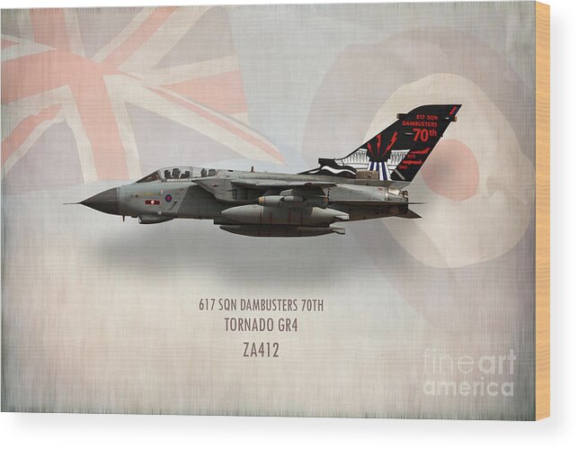 Tornado Gr4 Wood Print featuring the digital art Dambusters Tornado GR4 ZA412 by Airpower Art