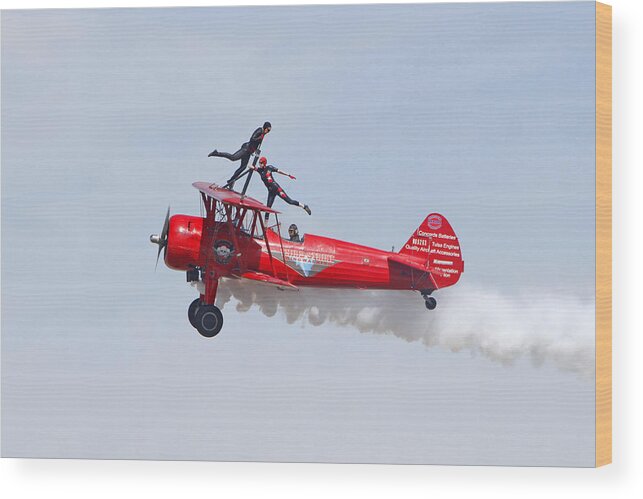 Bi-plane Wood Print featuring the photograph Dancing on the Wings by Shoal Hollingsworth