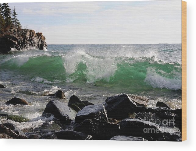 November Wood Print featuring the photograph Dancing Waves by Sandra Updyke