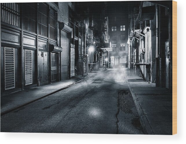Chinatown Wood Print featuring the photograph Dark NYC by Mihai Andritoiu