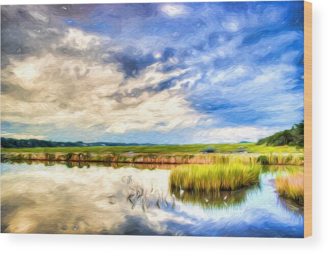 Marsh Wood Print featuring the photograph Day at the Marsh by Ches Black