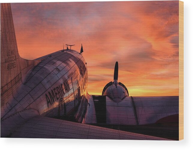 2017 Wood Print featuring the photograph DC-3 Dawn - 2017 Christopher Buff, www.Aviationbuff.com by Chris Buff