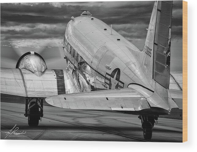 Dc3 Wood Print featuring the photograph DC3 Taxiing for Departure by Phil And Karen Rispin