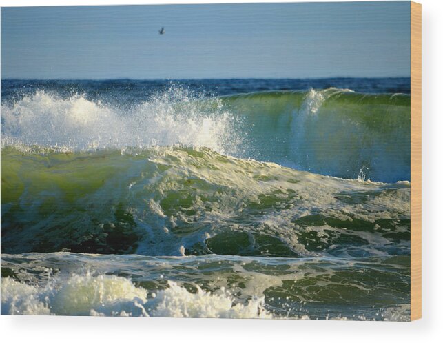 Ocean Wood Print featuring the photograph December Ocean Power by Dianne Cowen Cape Cod Photography