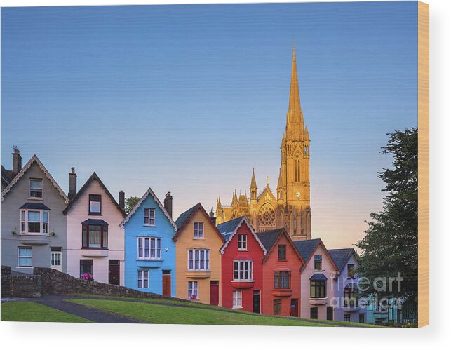 Ireland Wood Print featuring the photograph Deck of Cards and St Colman's Cathedral, Cobh, Ireland by Henk Meijer Photography