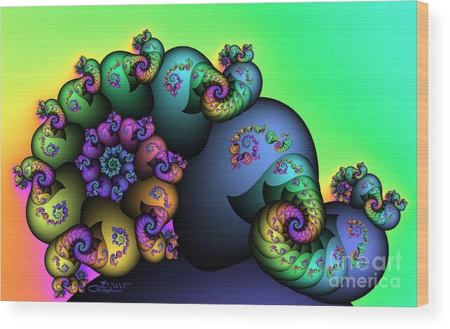 Fractal Wood Print featuring the digital art Decorated Snail by Jutta Maria Pusl