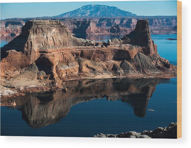 Abstract Wood Print featuring the photograph Deep Reflections in Lake Powell by Art Atkins
