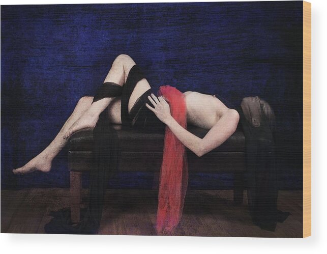 Female Nude Wood Print featuring the photograph Delicious Vampire Sacrifice by Andrew Giovinazzo