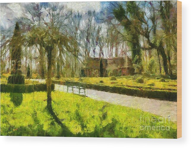 Garden Wood Print featuring the digital art Delightful Garden in Spring by Eva Lechner