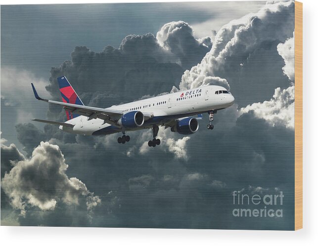 Delta Air Lines Wood Print featuring the digital art Delta Air Lines Boeing 757-26D by Airpower Art