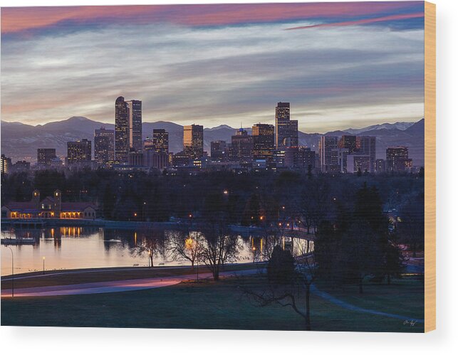 Denver Wood Print featuring the photograph Denver Sunset by Aaron Spong