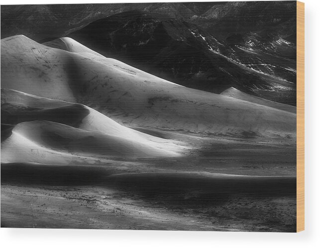 Sand Wood Print featuring the photograph Desert Shadows by Mike Lang