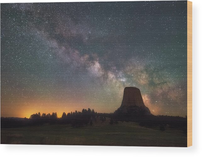 Devils Tower Wood Print featuring the photograph Devils Night Watch by Darren White
