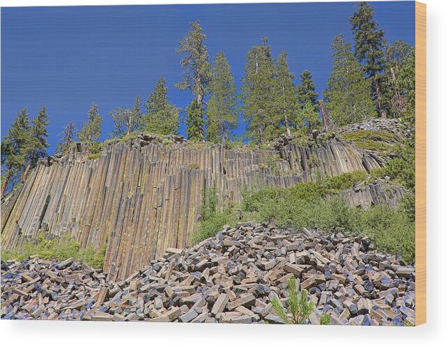 Devils Postpile Wood Print featuring the photograph Devils Postpile wide view 2 by Kelley King