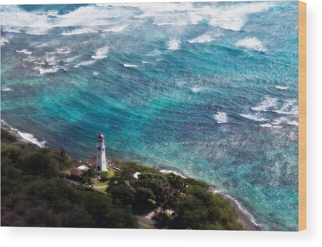 Diamond Head Wood Print featuring the photograph Diamond Head Lighthouse by Steven Sparks