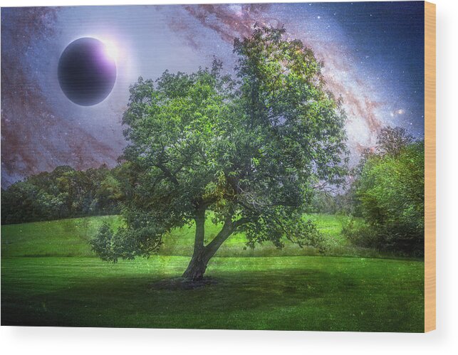 Appalachia Wood Print featuring the photograph Diamond Ring Eclipse by Debra and Dave Vanderlaan