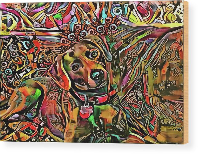 Lacy Dog Wood Print featuring the digital art Did Somebody Say Treat? Brown Version by Peggy Collins