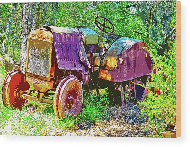 Tractor Wood Print featuring the digital art Dilapidated Tractor by Anthony Murphy