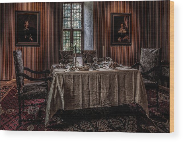 Arnhem Wood Print featuring the photograph Dining room in castle Doorwerth by Tim Abeln