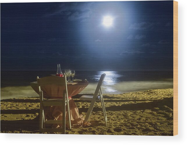 Punta Cana Wood Print featuring the photograph Dinner for Two in the Moonlight by Nicole Lloyd