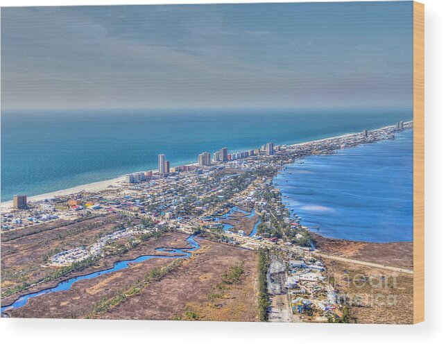 Gulf Shores Wood Print featuring the photograph Distant Aerial View of Gulf Shores by Gulf Coast Aerials -