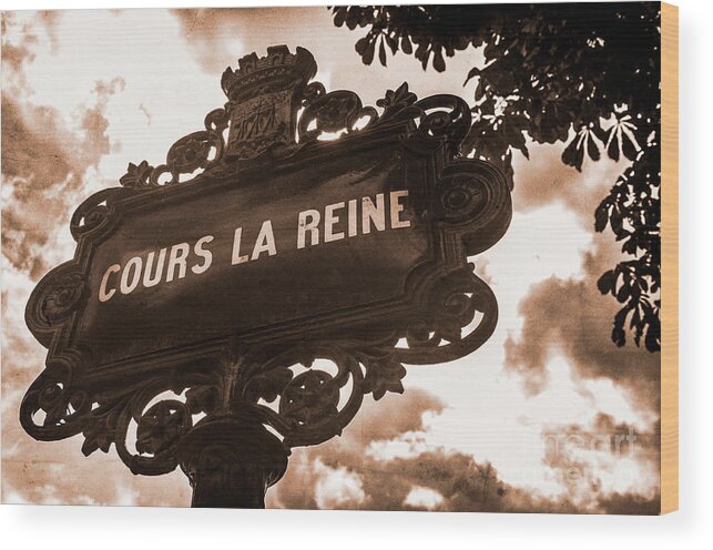 Distressed Wood Print featuring the photograph Distressed Parisian Street Sign by Paul Warburton