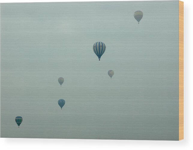 Adirondack Balloon Festival Mist Flight Wood Print featuring the photograph Dnrg0908 by Henry Butz