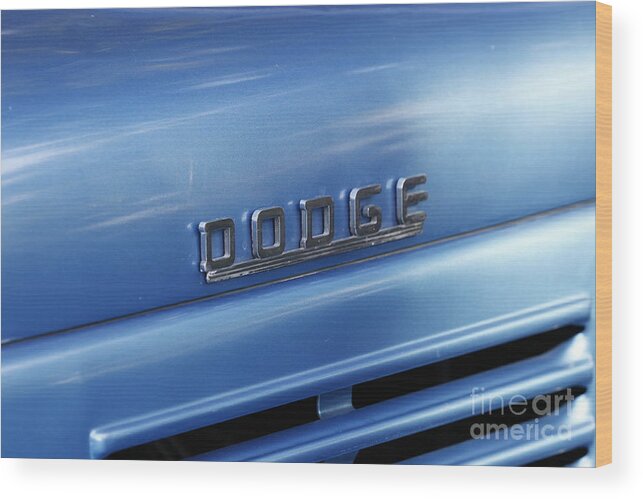 46 Dodge Wood Print featuring the photograph Dodge Hood Emblem by Richard Lynch