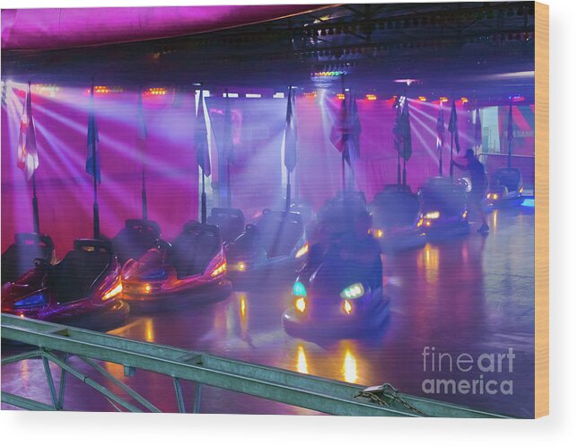Bumper Cars Wood Print featuring the photograph Dodgems by Terri Waters