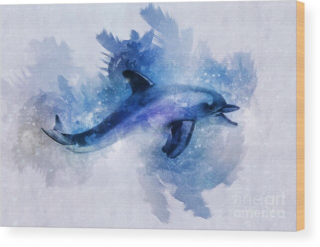 Dolphin Wood Print featuring the digital art Dolphins Freedom by Ian Mitchell