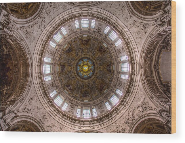 Hdr Wood Print featuring the photograph Dome of the Berliner Dom by Ross Henton