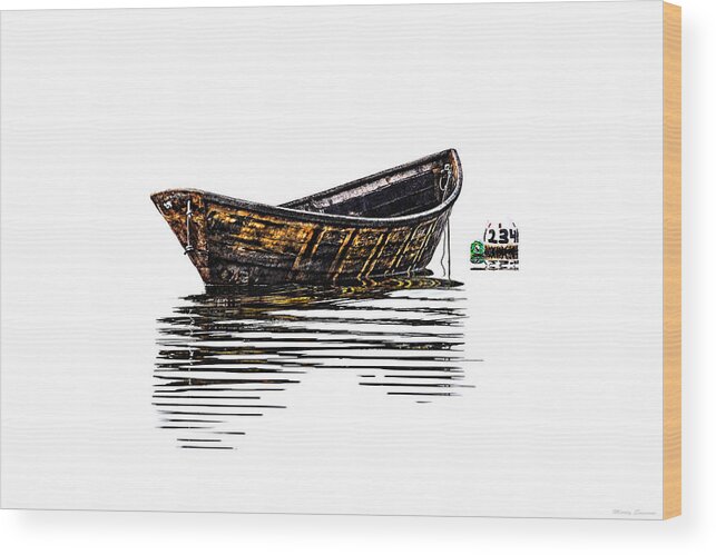 Dory And Mooring 2 Wood Print featuring the photograph Dory and Mooring 2 by Marty Saccone
