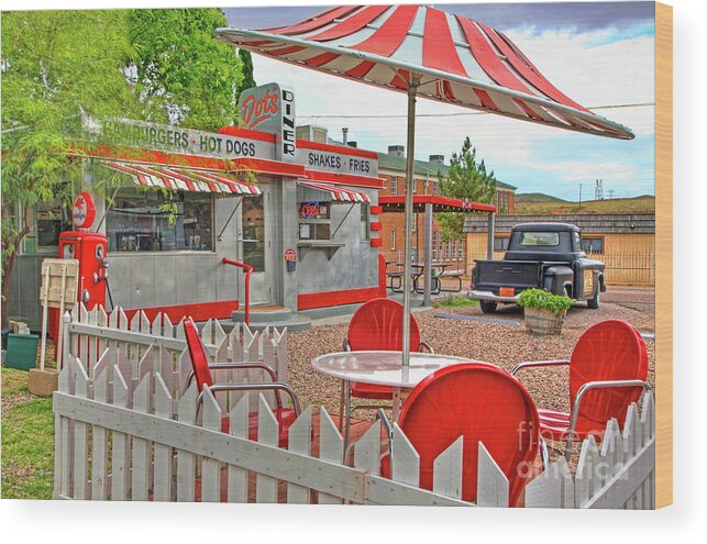 Dot's Diner Wood Print featuring the photograph Dot's Diner in Bisbee Arizona by Charlene Mitchell